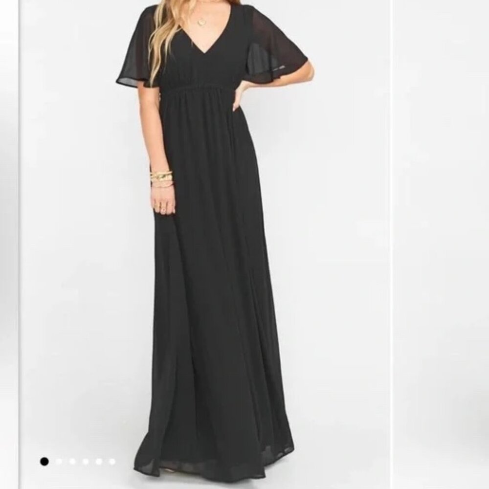 Show Me Your MuMu Emily Empire Maxi Dress Black‎ Chiffon 1X